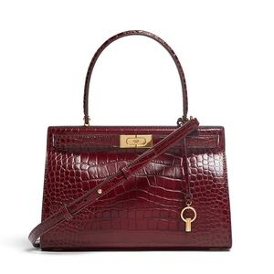 NWT Tory Burch Lee Radziwill Small Croc Embossed Bag